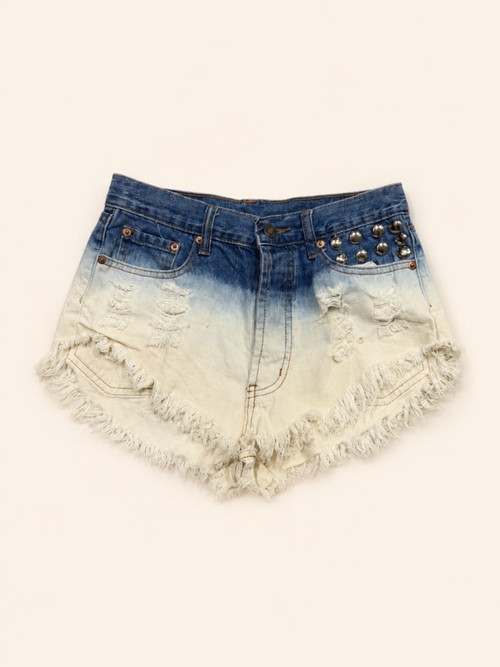 Signature Studded Ombre Distressed Denim Shorts – Size Small